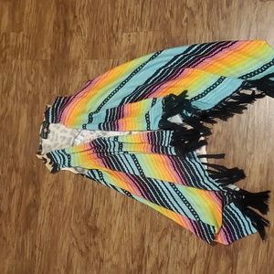 Crazy train, multi color, embroidered vest.